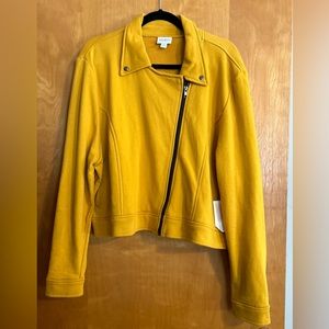 NWT Lularoe mustard moto jacket. 2XL. Looks like a moto feels like a sweatshirt